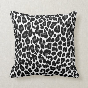 Holzkohlen-Leopard-Weiß Kissen