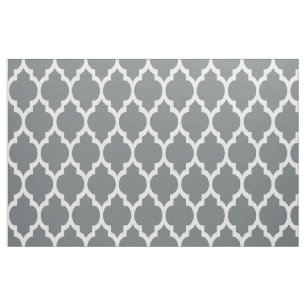 Holzkohlen-weißes Marokkaner Quatrefoil Muster #4 Stoff