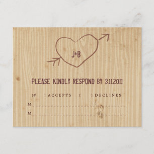 Holzkorn mit Herzreaktionskarte RSVP Karte