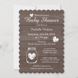 Holzkorn rustikales Mason Jar Babydusche Einladung
