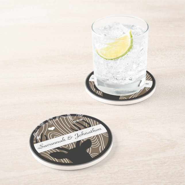 Holzkörnchen Save the Date Untersetzer (Seite)