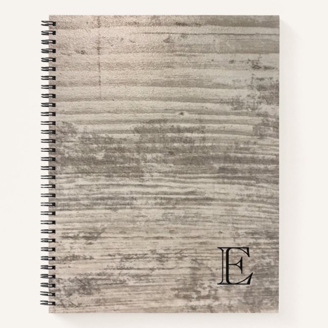 Holzkörndesign Braune Zen Personalisierte Monogram Notizbuch (Vorderseite)