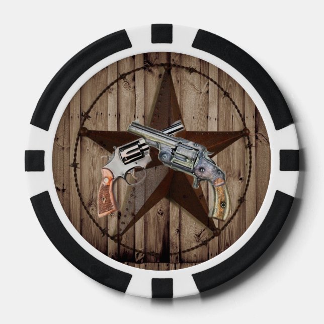 Holzkörner Texas-Star Cowboy Western Country Pisto Pokerchips (Vorderseite)
