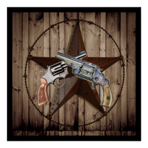 Holzkörner Texas-Star Cowboy Western Country Pisto Poster