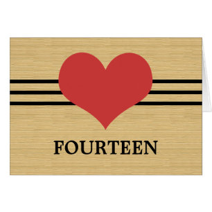 Holzkörnerkarte Mod Herz Tischnummer Card, rot