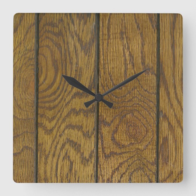 Holzkörnfußboden Quadratische Wanduhr (Vorderseite)