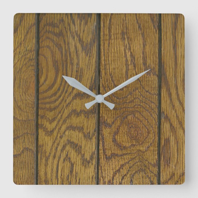 Holzkörnfußboden Quadratische Wanduhr (Vorderseite)
