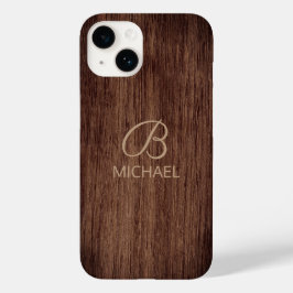 Holzkörnholz mit Monogramm-Personalisierter Bezeic Case-Mate iPhone 14 Hülle