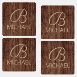Holzkörnholz mit Monogramm-Personalisierter Bezeic Etiketten