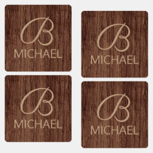 Holzkörnholz mit Monogramm-Personalisierter Bezeic Etiketten