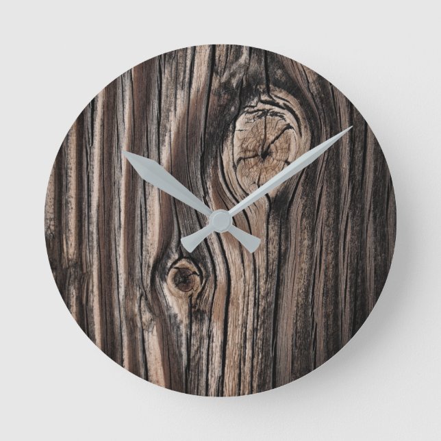 Holzkörnmuster Runde Wanduhr (Vorderseite)