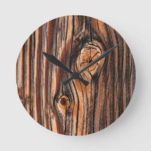Holzkörnmuster Runde Wanduhr
