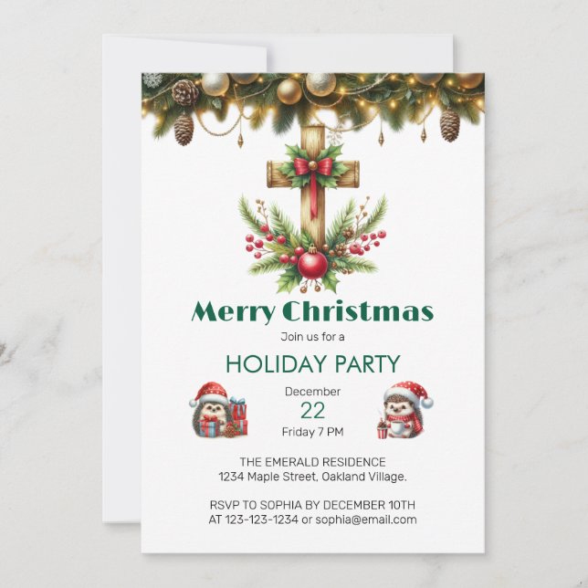 Holzkreuz mit Weihnachten Einladung (Vorderseite)