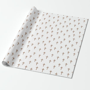 Holzkreuze auf Weiß Geschenkpapier