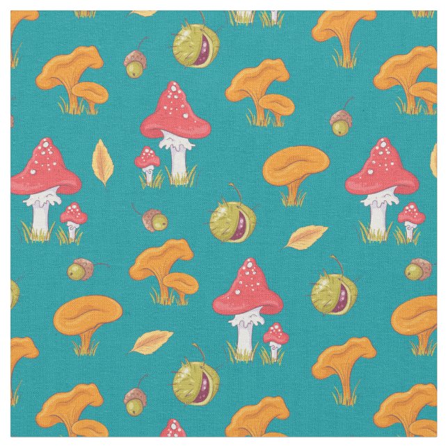 Holzlandmushroom-Muster Stoff (Nahaufnahme)