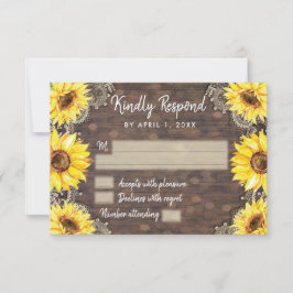 Holzlasche Sonnenblume Rustikale UAWG RSVP Karte