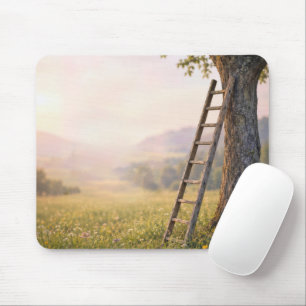 Holzleiter an einen Baum gelehnt Mousepad
