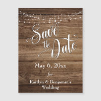 Holzleuchten und Drehbuch Save the Date Magnetkart