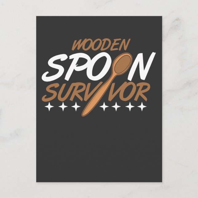Holzlöffel Survivor Sarkasmus Witz sarkastisch Postkarte (Vorderseite)