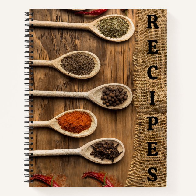 Holzlöffel und -gerichte Rezept Notizbuch (Vorderseite)