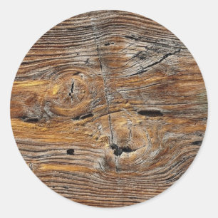 Holzmaserung, Blatt verwittertes Holz Runder Aufkleber