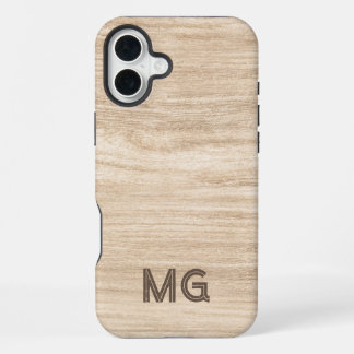 Holzmaserung Handyhülle | Personalisiertes Monogra iPhone 16 Plus Hülle