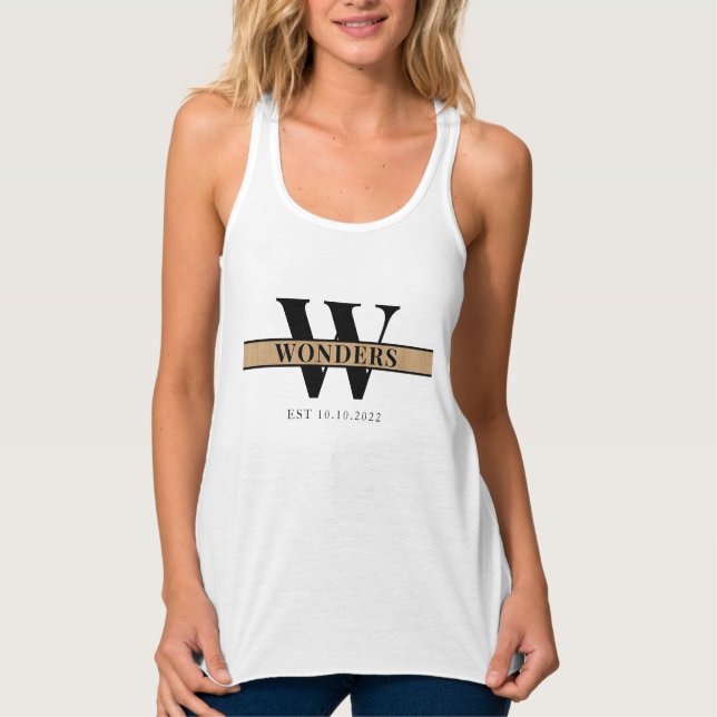 Holzmaserung Rahmen Monogramm Team Tank Top (Vorderseite)