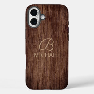 Holzmaserung-Timbrer-Personalisierter Name mit Mon iPhone 16 Plus Hülle