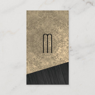 Holzmonogramm mit Mandala-Muster Visitenkarte