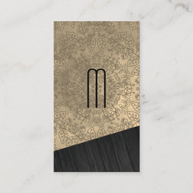 Holzmonogramm mit Mandala-Muster Visitenkarte (Vorderseite)