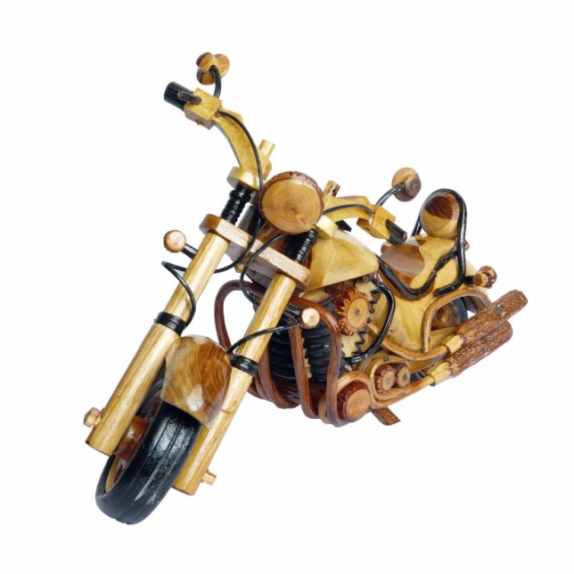 Holzmotorrad Freistehende Fotoskulptur (Vorne)