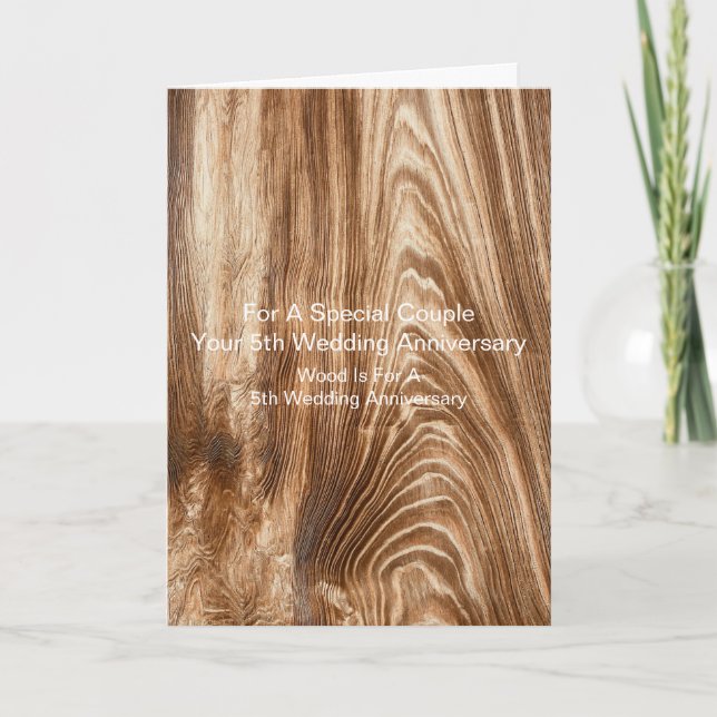 Holzmuster Personalisiert 5. Hochzeitstag Karte (Vorderseite)