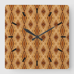Holzmuster Quadrat Quadratische Wanduhr