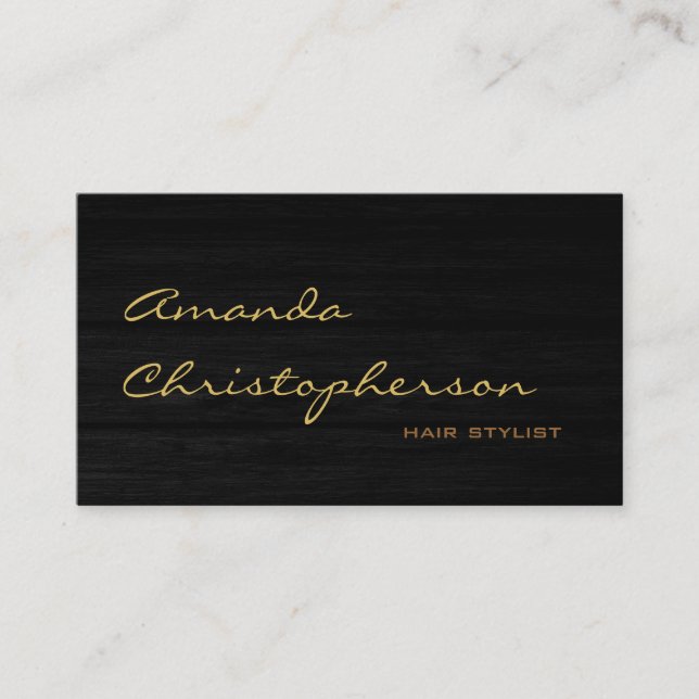 Holzmuster Script-Haarstylist-Visitenkarte Visitenkarte (Vorderseite)