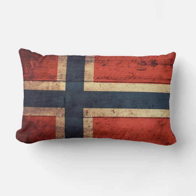 Holznorwegenflagge Lendenkissen (Vorderseite)