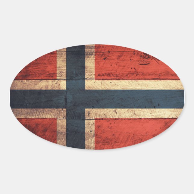 Holznorwegenflagge Ovaler Aufkleber (Vorderseite)