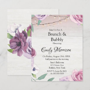 Holzofen-Light-Lavender Peony Brunch und Bubbly Einladung