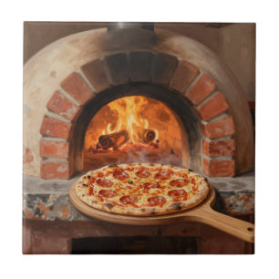 Holzofen-Peperoni-Pizza Rustikal Italienisch Fliese
