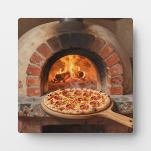 Holzofen-Peperoni-Pizza Rustikal Italienisch Fotoplatte