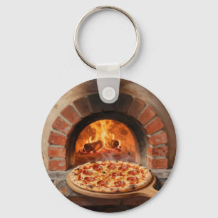 Holzofen-Peperoni-Pizza Rustikal Italienisch Schlüsselanhänger