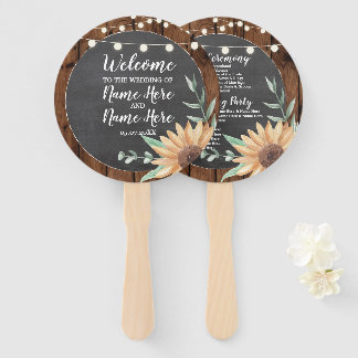 Holzofen Sonnenblumen Hochzeitsprogramm Hand Fan Fächer