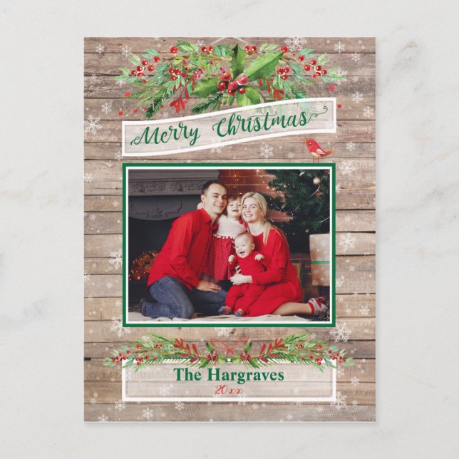 Holzofen Weihnachtsschneeflocken Postkarte (Vorderseite)