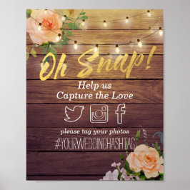 Holzofenblume Lichter Oh Snap Hashtag Hochzeit Poster