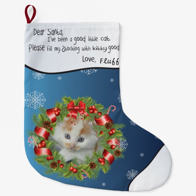 Holzofenrahmen personalisieren Sie Ihr CAT-FOTO bl Großer Weihnachtsstrumpf (Vorderseite)