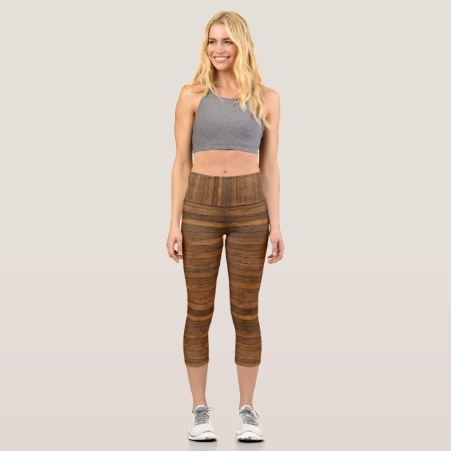 Holzoptik Capri Leggings (Vorderseite)