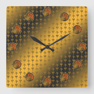 Holzpferd Quadratische Wanduhr