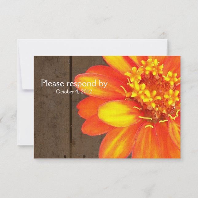 Holzplanen, Orangen-Zinnia-UAWG mit Umschlag RSVP Karte (Vorderseite)
