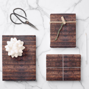 Holzplanken mit Maserungdetails Nahaufnahme Foto B Geschenkpapier Set