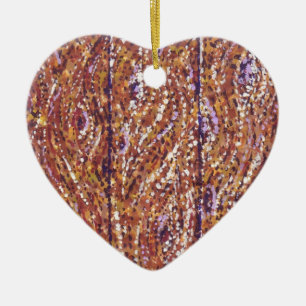 Holzplanks Pointillismus Herz gestreift Ornament