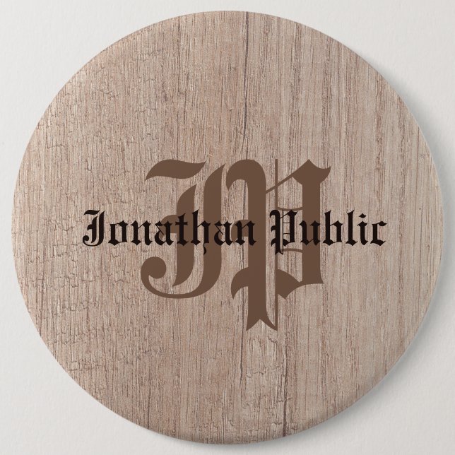 Holzplantafel Aussehen alte Schriftzeichen-Monogra Button (Vorderseite)